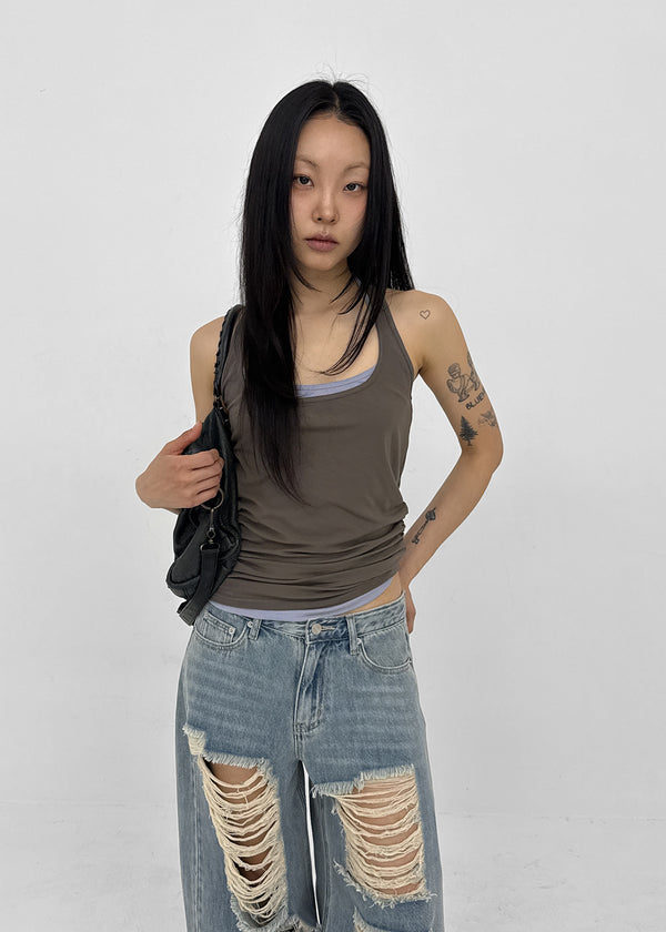 Nebric Halter Layered Sleeveless Top