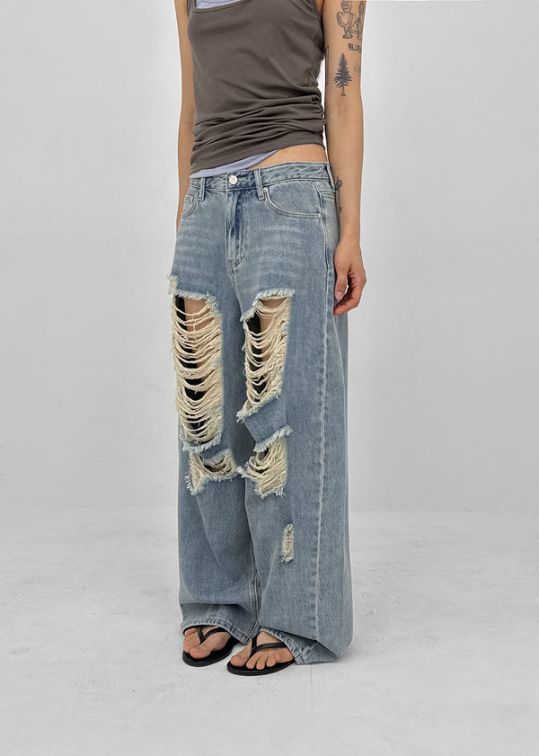 [MADE] Lily Damaged Barrel Denim Pants