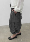 (UNISEX) Kanchok Shirred Cargo Nylon Bermuda Shorts
