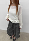 (UNISEX) Kanchok Shirred Cargo Nylon Bermuda Shorts