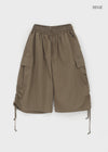 (UNISEX) Kanchok Shirred Cargo Nylon Bermuda Shorts