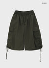 (UNISEX) Kanchok Shirred Cargo Nylon Bermuda Shorts
