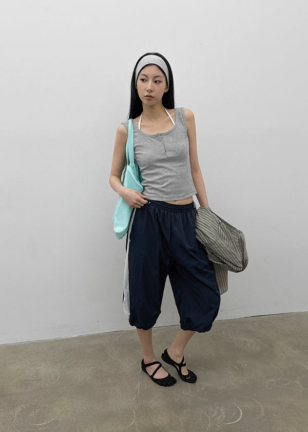 Chevon Track Nylon 3/4 Capri Pants