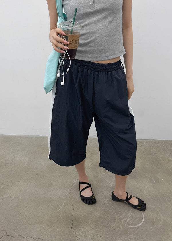 Chevon Track Nylon 3/4 Capri Pants