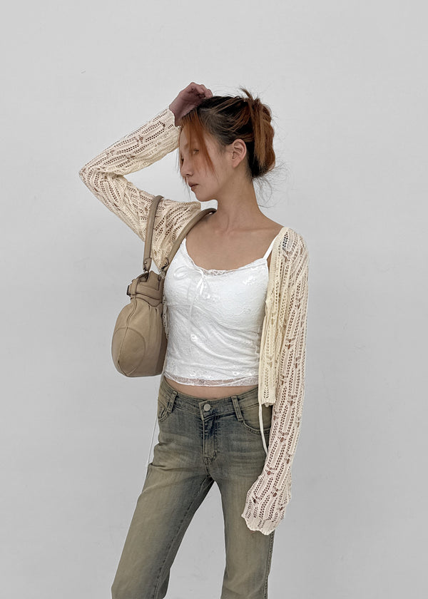 Luteng Crochet Ribbon Cardigan