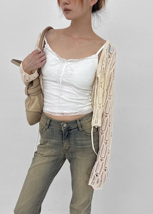 Luteng Crochet Ribbon Cardigan
