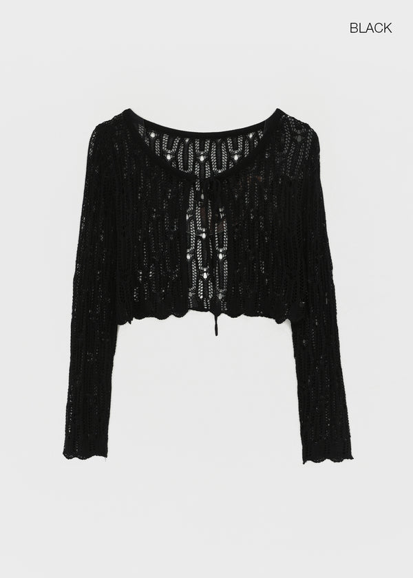 Luteng Crochet Ribbon Cardigan