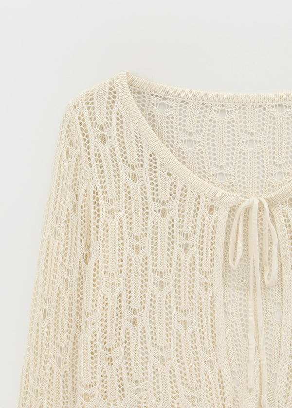 Luteng Crochet Ribbon Cardigan