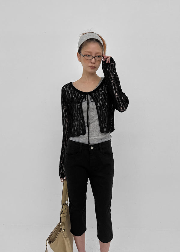 Luteng Crochet Ribbon Cardigan