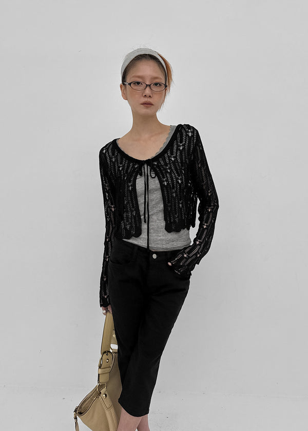 Luteng Crochet Ribbon Cardigan