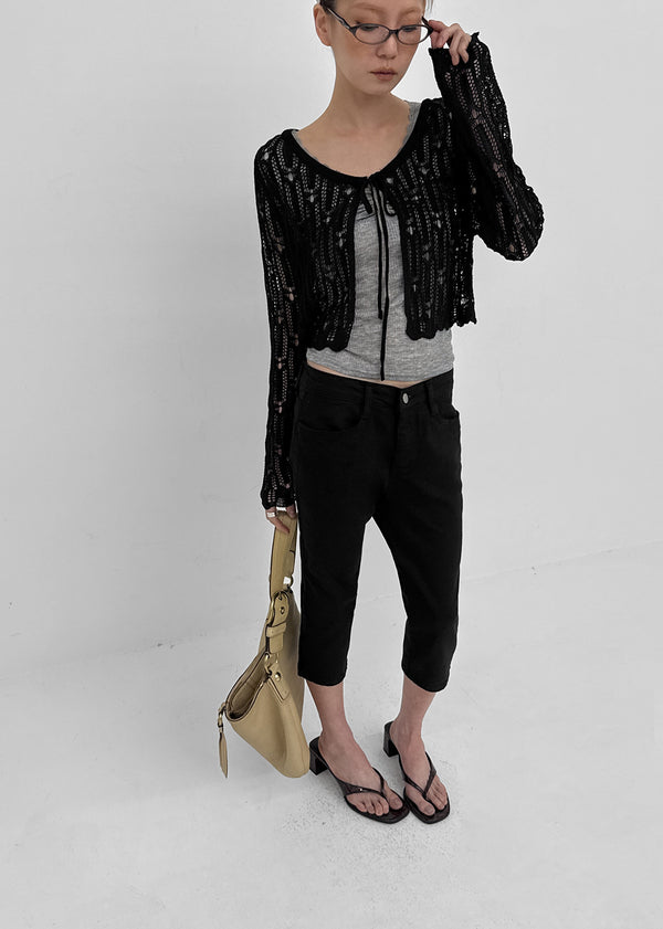 Luteng Crochet Ribbon Cardigan