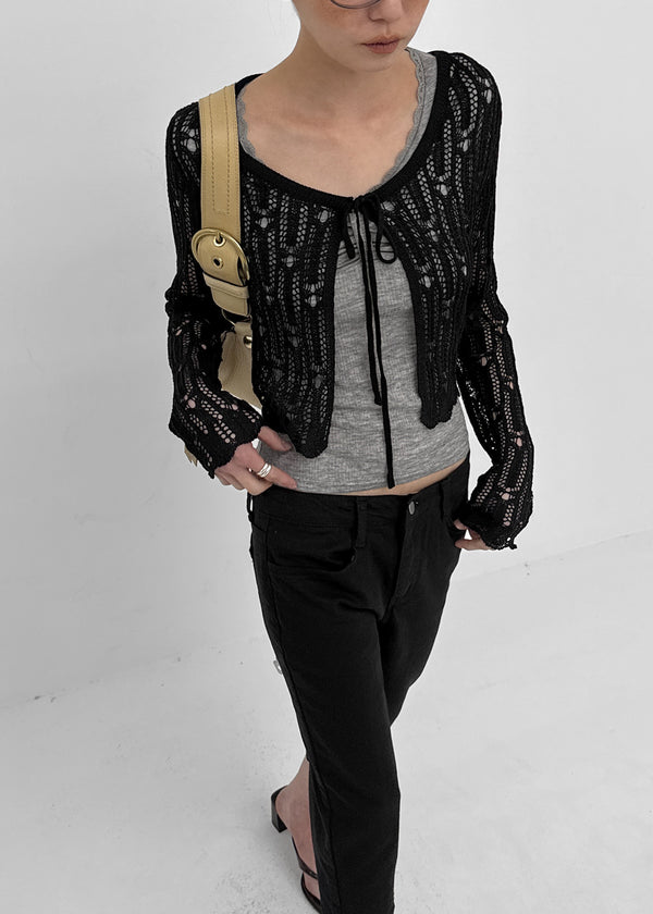 Luteng Crochet Ribbon Cardigan