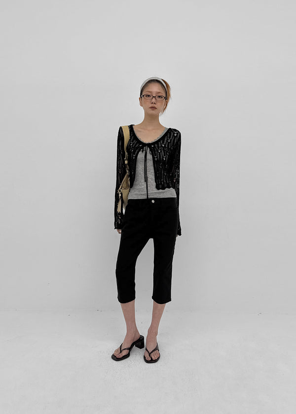 Luteng Crochet Ribbon Cardigan