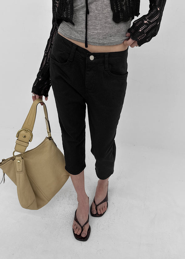 Four-hook Cotton Spandex Capri Pants