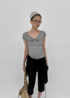 Ramun Summer Tencel Shirred Lace Short Sleeve Tee