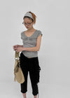 Ramun Summer Tencel Shirred Lace Short Sleeve Tee