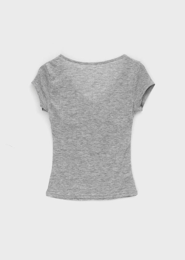 Ramun Summer Tencel Shirred Lace Short Sleeve Tee