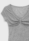 Ramun Summer Tencel Shirred Lace Short Sleeve Tee