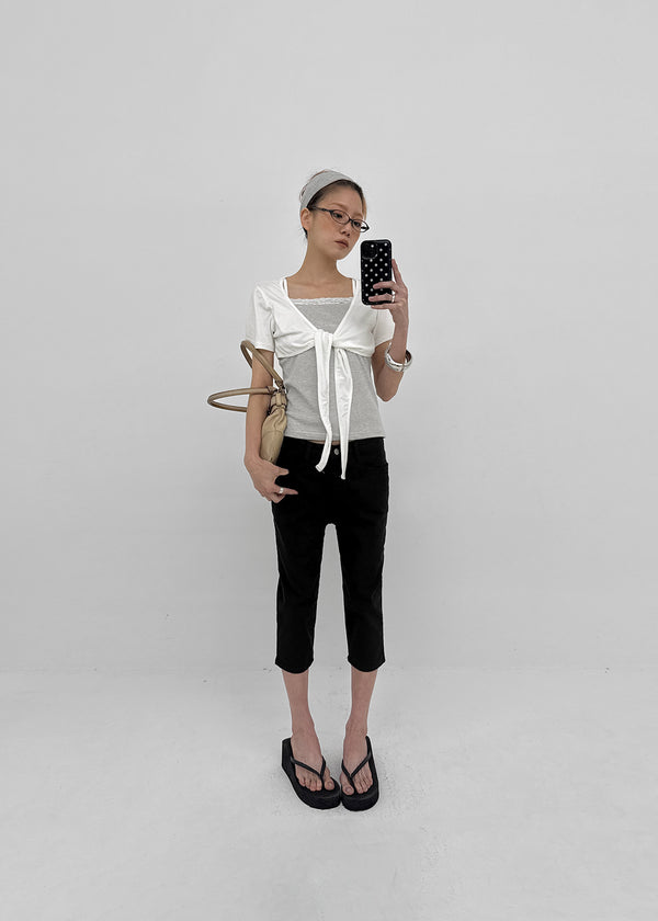 Four-hook Cotton Spandex Capri Pants
