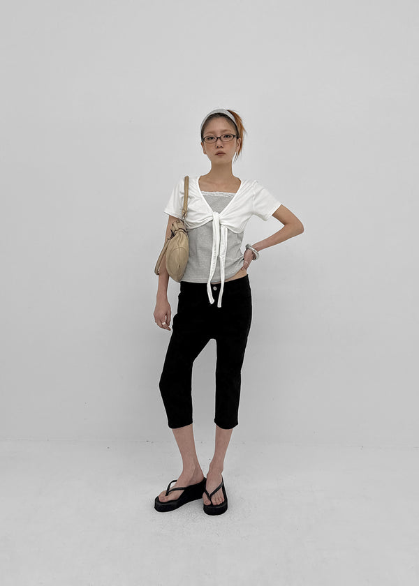 Four-hook Cotton Spandex Capri Pants