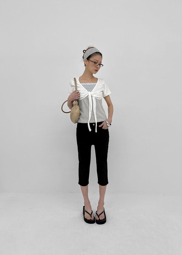Four-hook Cotton Spandex Capri Pants