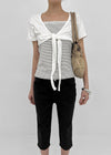 Kare Layered Cardigan Sleeveless Lace Short-sleeve Tee