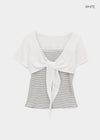Kare Layered Cardigan Sleeveless Lace Short-sleeve Tee