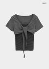 Kare Layered Cardigan Sleeveless Lace Short-sleeve Tee