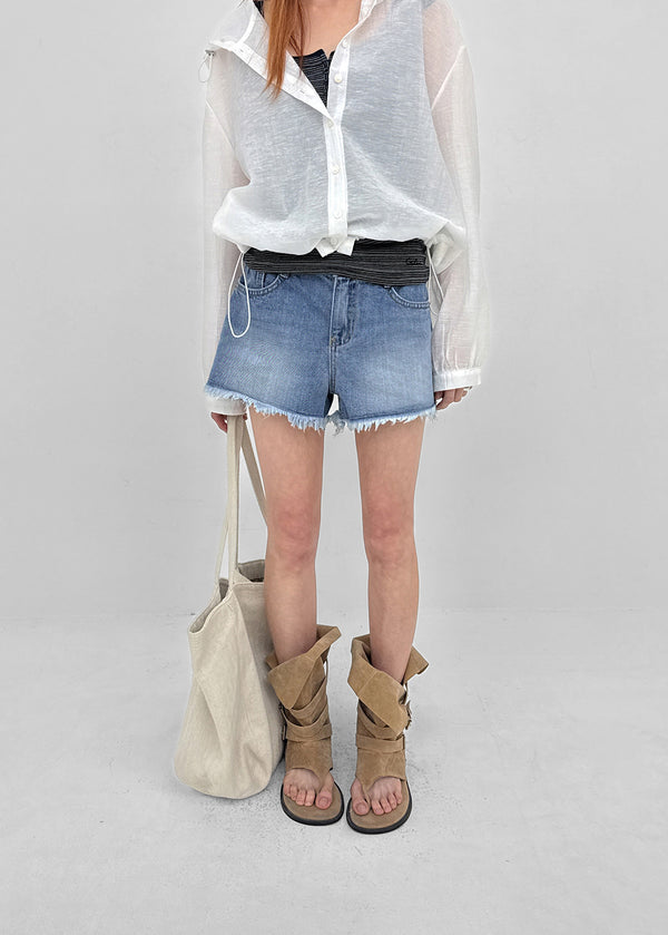 Pukati Damaged Short Denim Pants