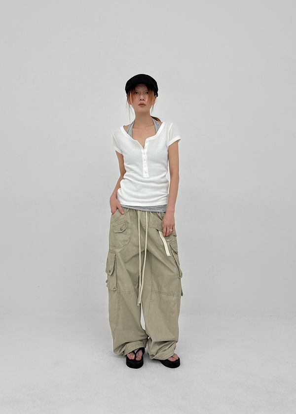 Formula Banding Washed Cargo Wide Pants