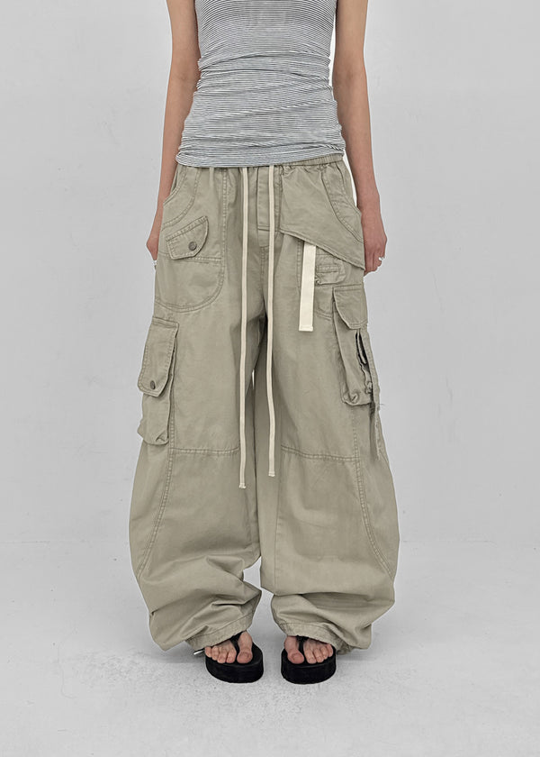 Formula Banding Washed Cargo Wide Pants