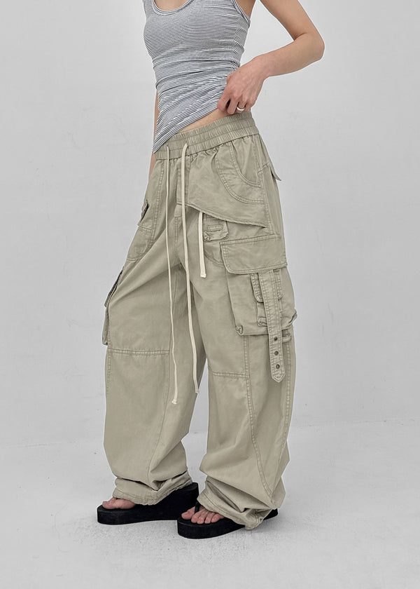 Formula Banding Washed Cargo Wide Pants
