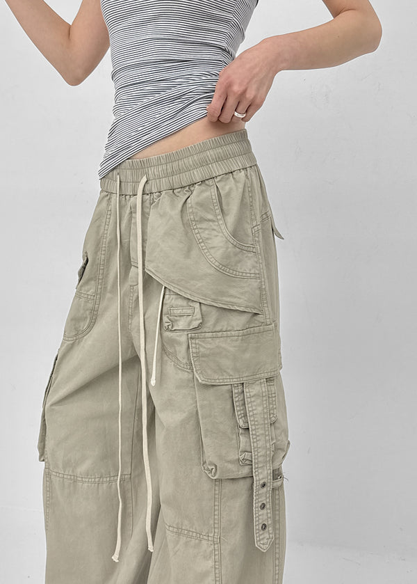 Formula Banding Washed Cargo Wide Pants