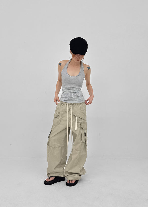 Formula Banding Washed Cargo Wide Pants