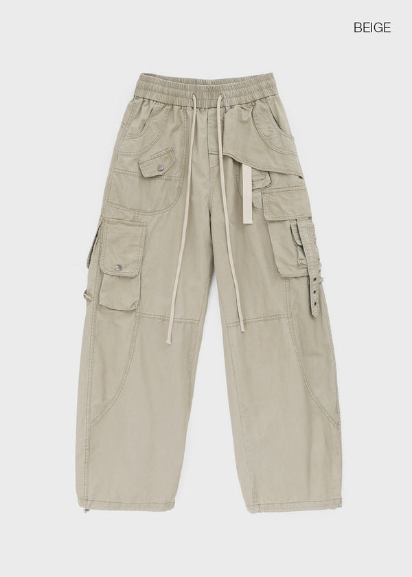 Formula Banding Washed Cargo Wide Pants
