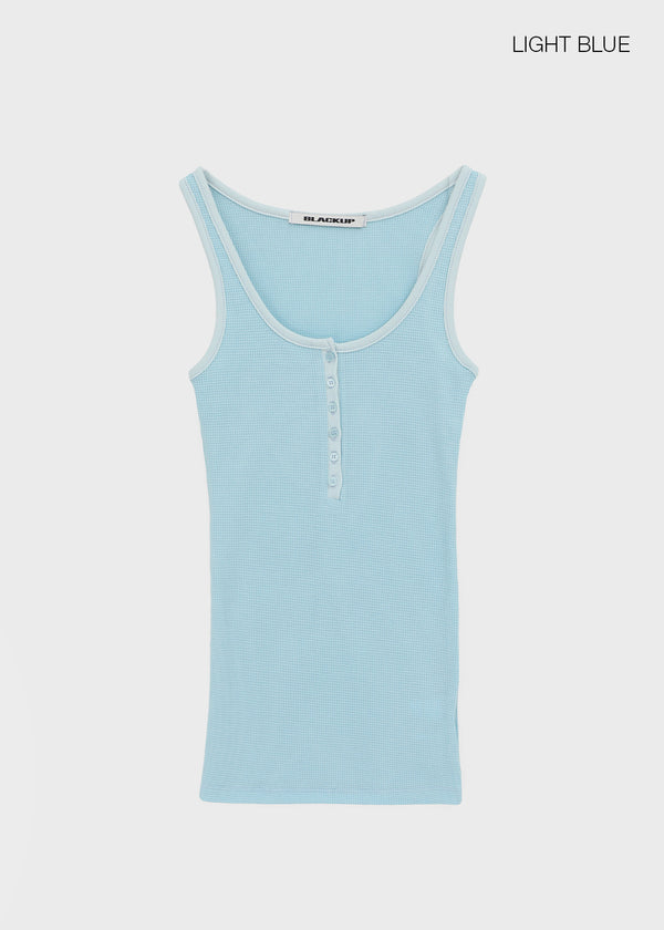 [MADE] Kirishi Summer Waffle Button Sleeveless Top
