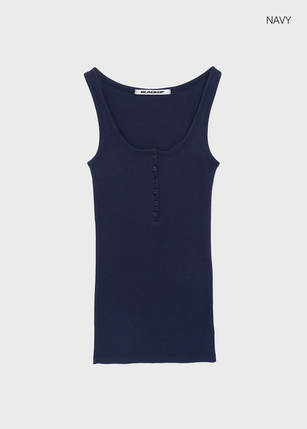 [MADE] Kirishi Summer Waffle Button Sleeveless Top