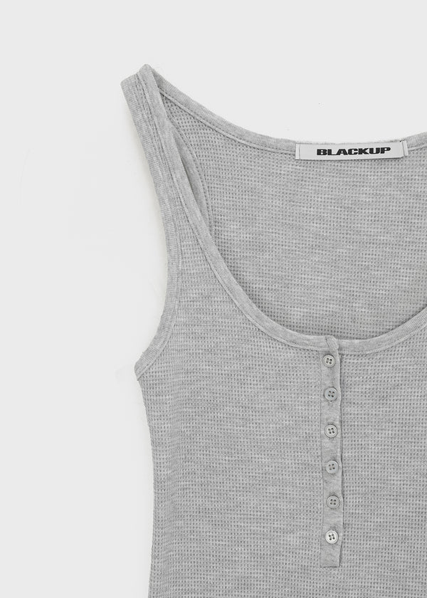 [MADE] Kirishi Summer Waffle Button Sleeveless Top
