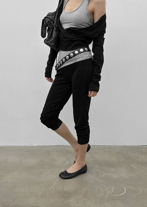 Dinea Ribbed Jogger Leggings Elastic Pants