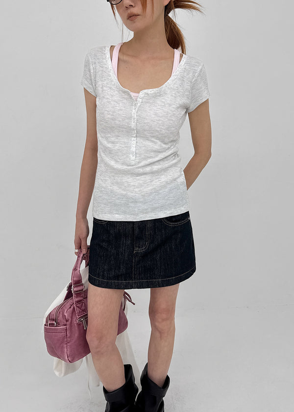 [MADE] Kirishi Summer Waffle Button Short Sleeve T-Shirt