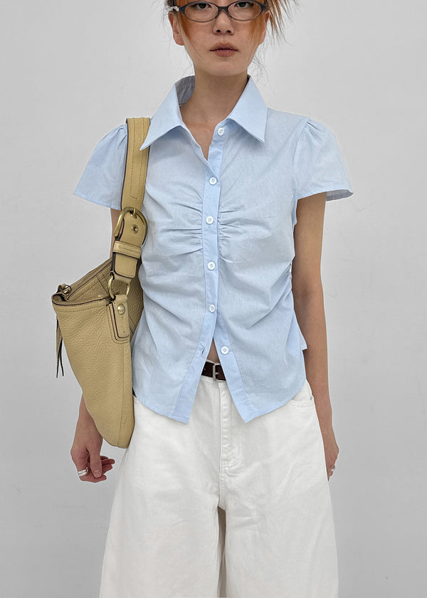 Swicken Shirred Short Sleeve Shirt
