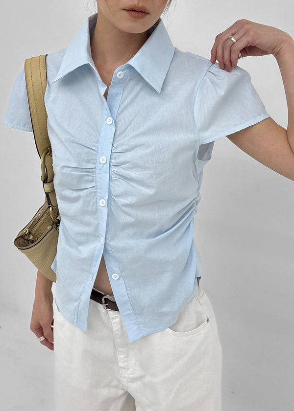 Swicken Shirred Short Sleeve Shirt