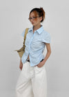 Swicken Shirred Short Sleeve Shirt