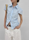 Swicken Shirred Short Sleeve Shirt