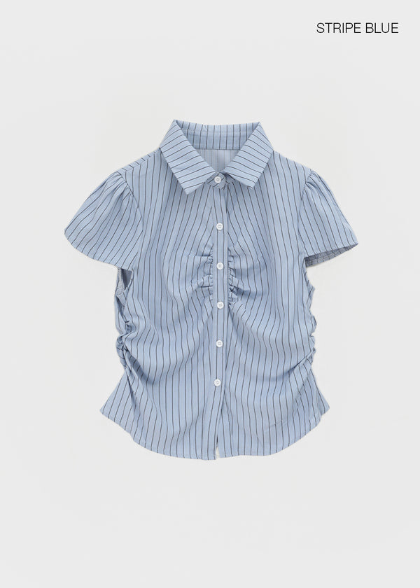 Swicken Shirred Short Sleeve Shirt
