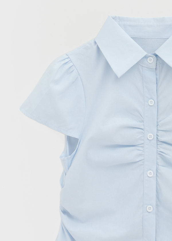 Swicken Shirred Short Sleeve Shirt