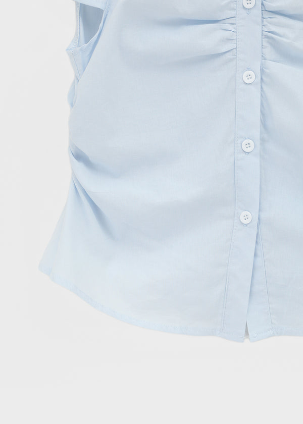 Swicken Shirred Short Sleeve Shirt