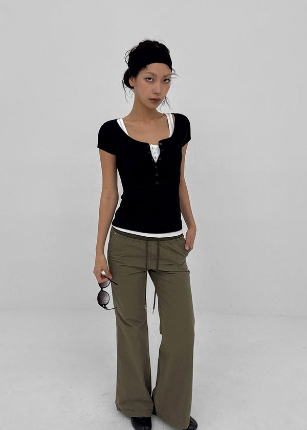 Trillo Color-block Elastic Bootcut Pants