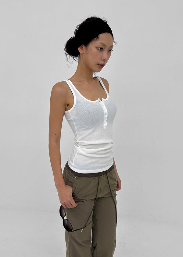 [MADE] Kirishi Summer Waffle Button Sleeveless Top