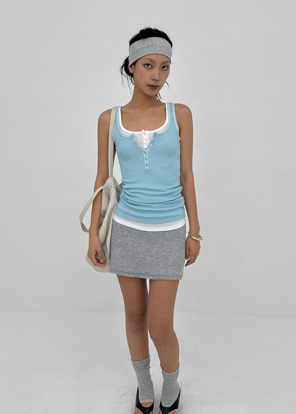 [MADE] Kirishi Summer Waffle Button Sleeveless Top